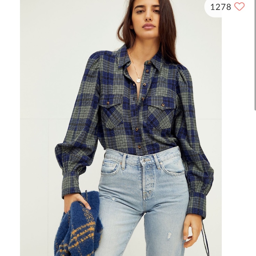 Free People Plaid Top
